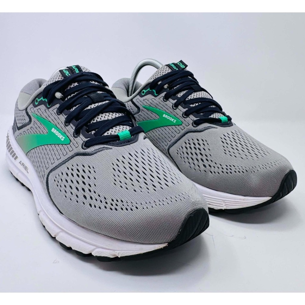 Brooks Ariel 20 GTS Womens 9.5 2E Extra Wide Gray Green Stability Running Shoes